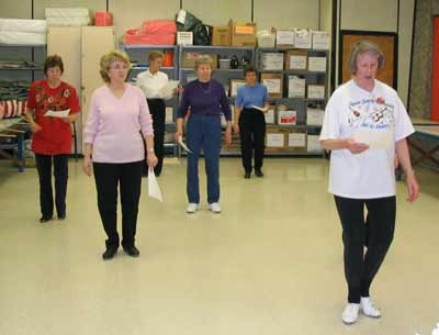 Anne Godsman Leading a Clogging session